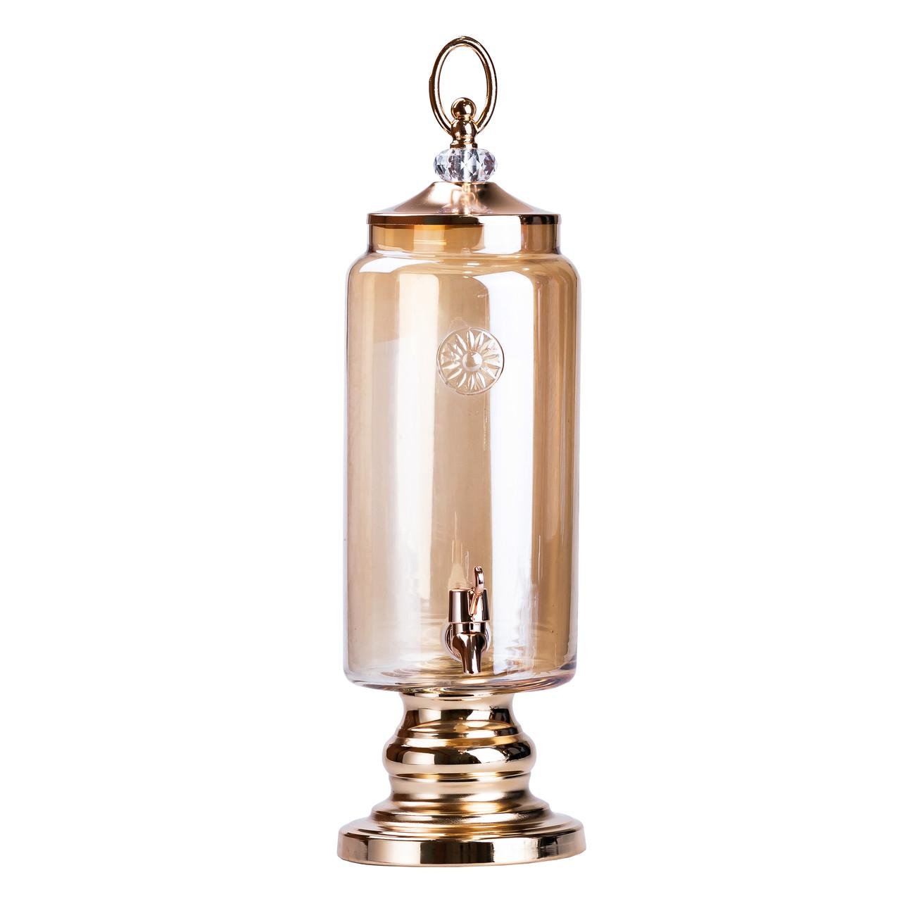 Лимонадница стеклянная с краном на ножке 2 л Коричневый (2148787592)