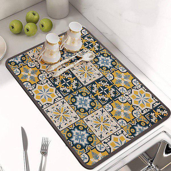 Коврик для сушки посуды M00387 с антискользящей основой влагопоглощающий 60х40 см - фото 3 Коврик для сушки посуды M00387 с антискользящей основой влагопоглощающий 60х40 см - фото 3