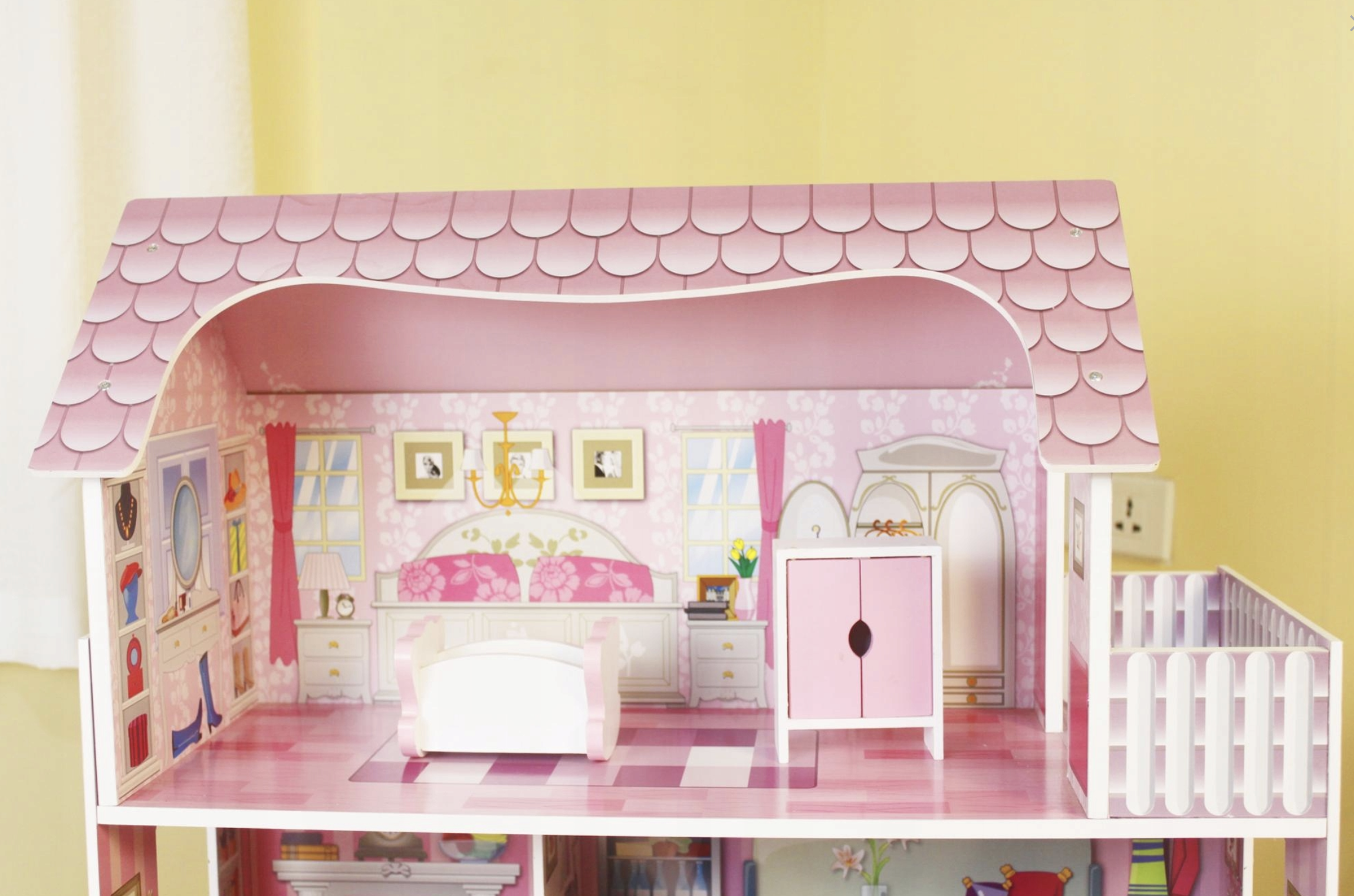 Кукольный домик деревянный PinkPalace с мебелью и террасой (2796175897) - фото 10 Кукольный домик деревянный PinkPalace с мебелью и террасой (2796175897) - фото 10