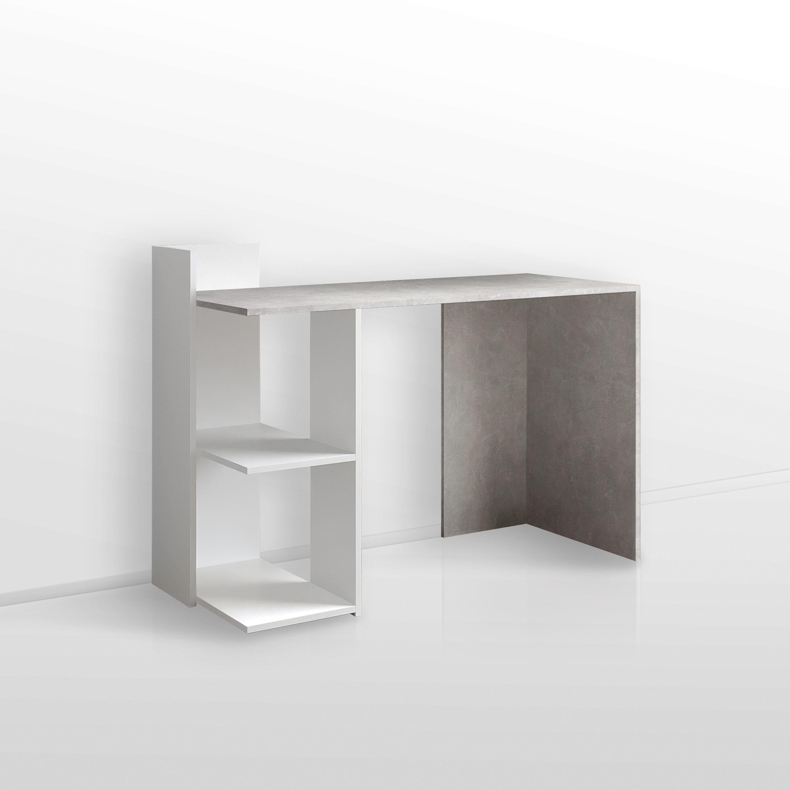 Стіл письмовий з полицями S-12 1200х520х870 мм Бетон/Білий - фото 2