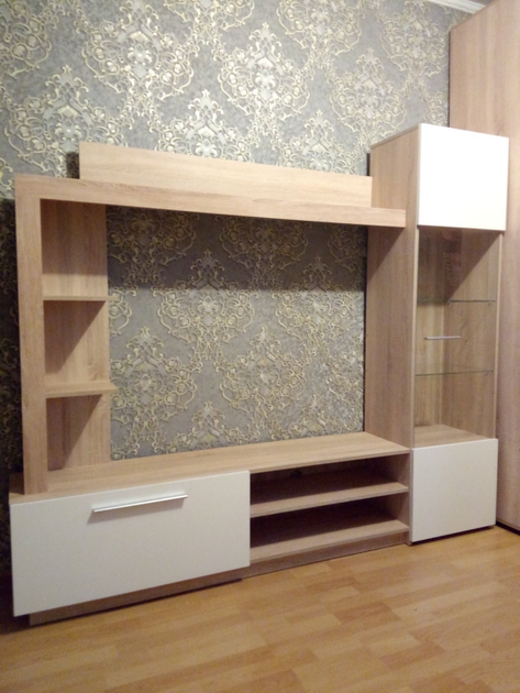 Стінка для вітальні Mebel Service Тренто 203,9х35х176,8 см Дуб самоа/Білий (23526667)
