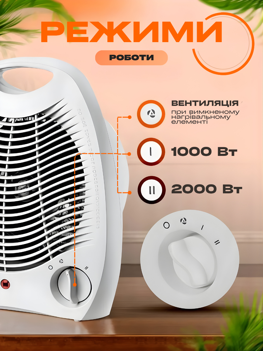 Тепловентилятор електричний 2000 Вт (2786969028) - фото 2 Тепловентилятор електричний 2000 Вт (2786969028) - фото 2