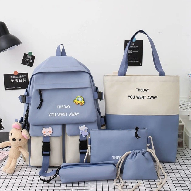 Рюкзак школьный для девочки The day you went away 5в1 Голубой