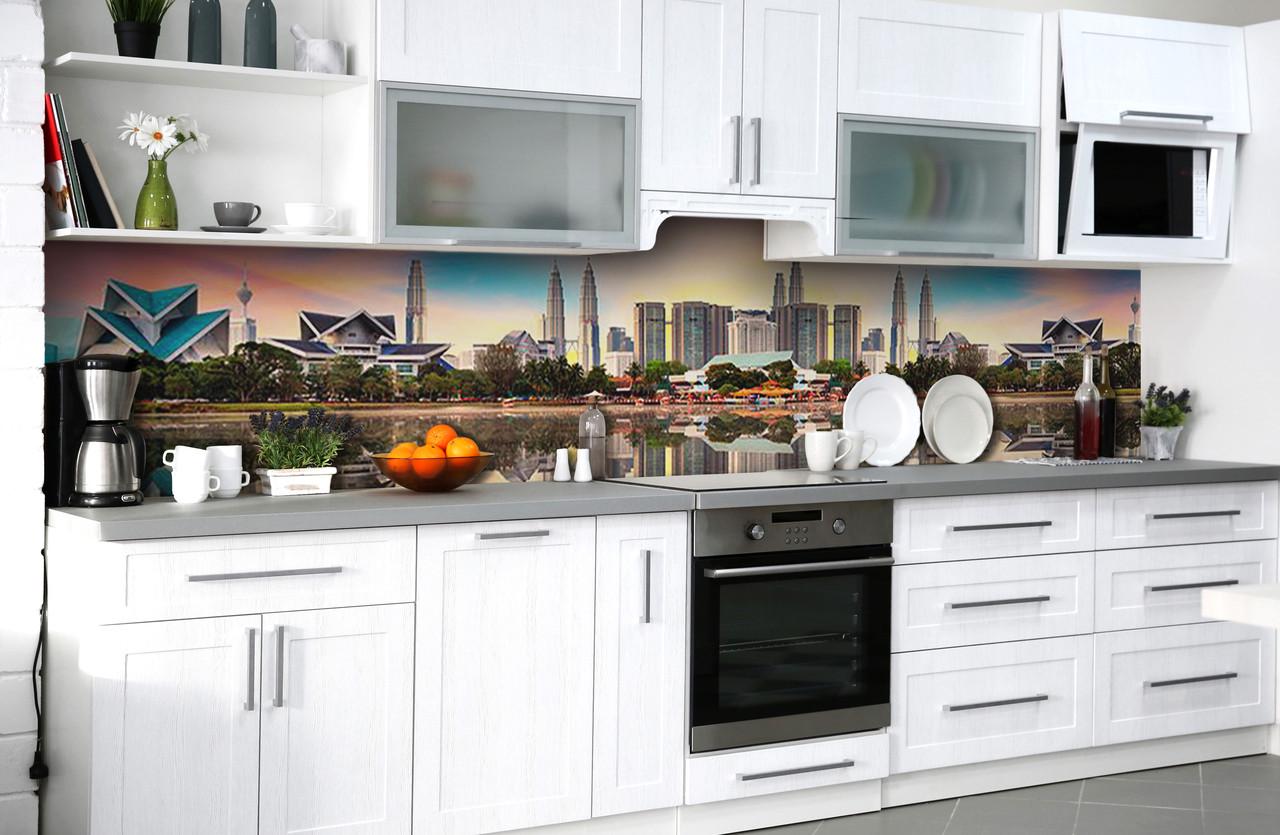 Кухонный фартук Городское озеро из самоклеющейся виниловой пленки 60х300 см Серый Кухонный фартук Городское озеро из самоклеющейся виниловой пленки 60х300 см Серый