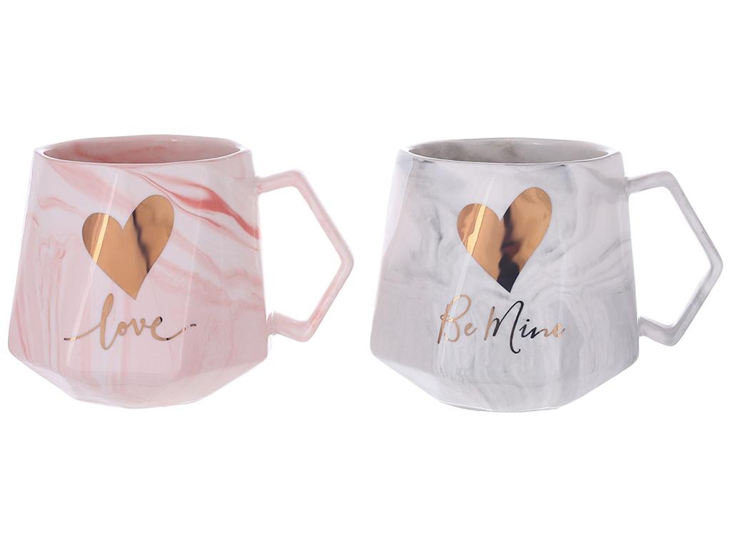 Кружка фарфоровая с Золотой надписью Marble 375 мл 2 дизайна 2 шт. (BDI-311-110)