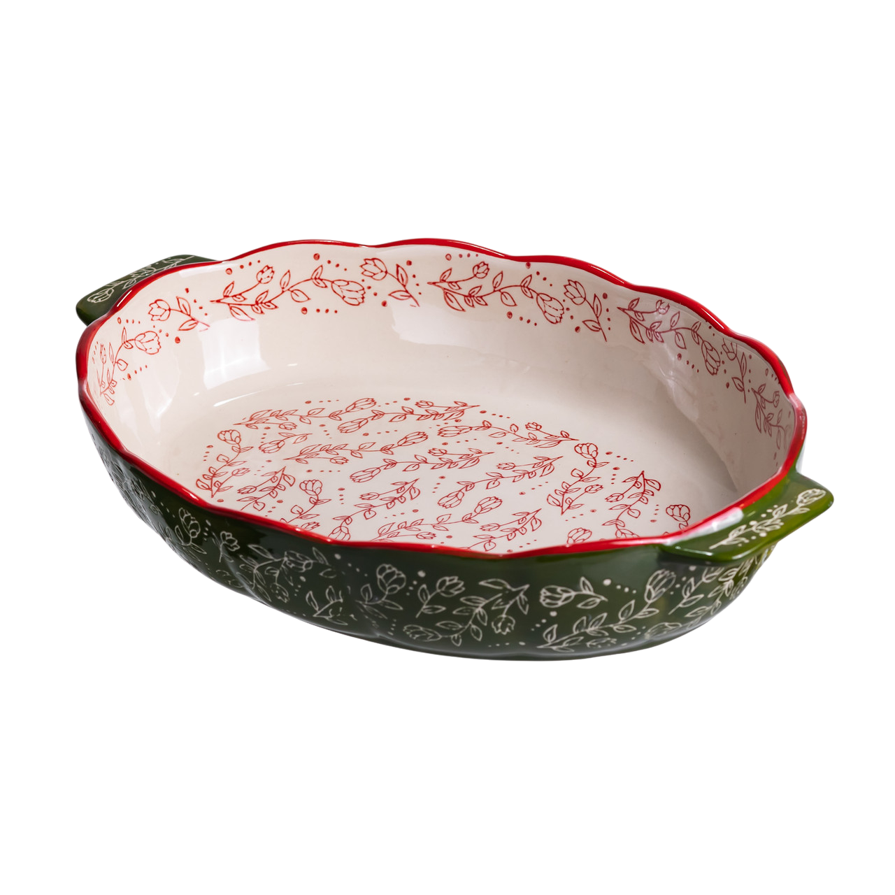 Форма для запекания в духовке фарфоровая овальная Vintage с ручками 2,5 л 36х25х6,5 см Зеленый (HM05-04) - фото 9 Форма для запекания в духовке фарфоровая овальная Vintage с ручками 2,5 л 36х25х6,5 см Зеленый (HM05-04) - фото 9
