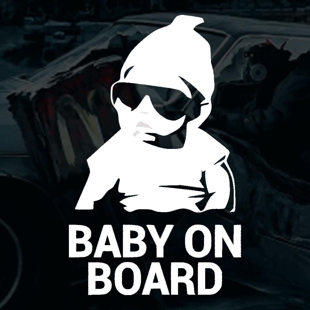 Наклейка автомобільна з написом "Baby on Board" дитина в окулярах та монтажна плівка 35х22 см (2104772263)