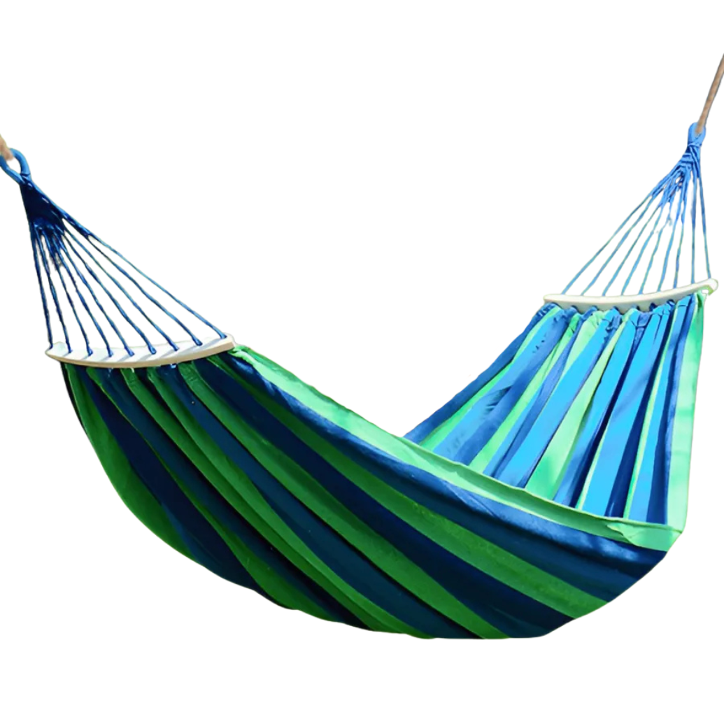 Гамак подвесной 200x120 см с планкой 40 см с чехлом Сине-зеленый (400964)