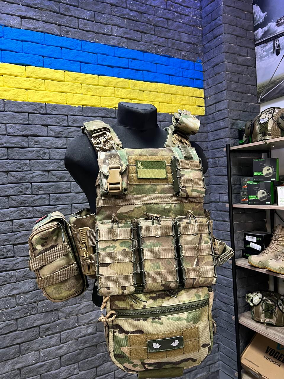 Плитоноска з підсумками під боковий захист швидке скидання 8 підсумків M7 Мультикам - фото 7