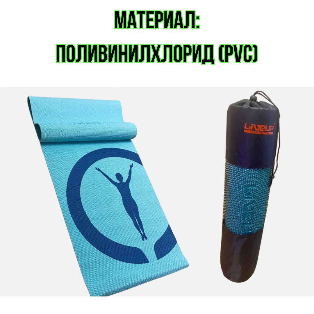 Комплект-килимок для йоги із сумкою LiveUp Printed Yoga MAT/BAG 173х61х0,6 см Блакитний (NIA61) - фото 7