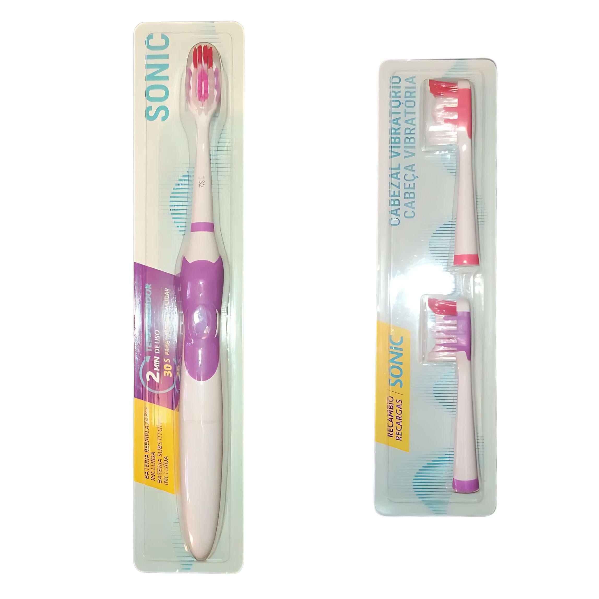 Зубная электрическая щетка SONIC с запасными насадками 2 шт. Фиолетовый
