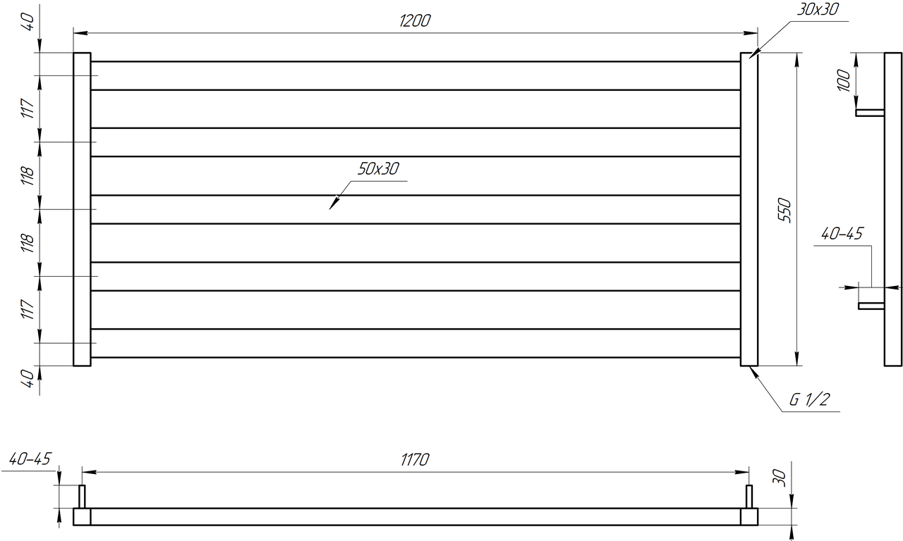 Полотенцесушитель S-Mix Barker 550x1200 мм Черный - фото 2 Полотенцесушитель S-Mix Barker 550x1200 мм Черный - фото 2