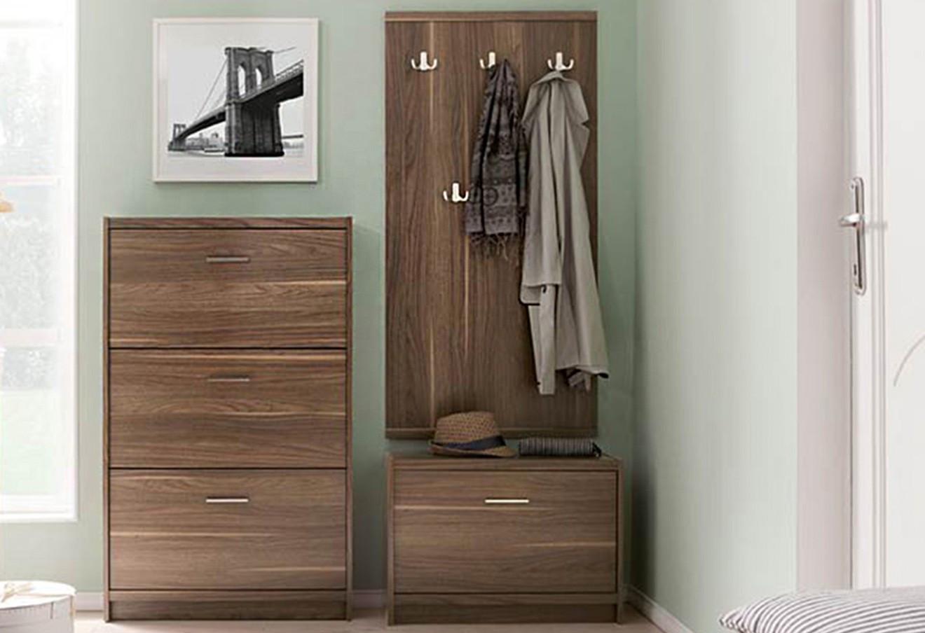 Комплект в передпокій з тумбами для взуття та вішаком Гербор Опен 1,4 м Горіх каліфорнійський (81873)