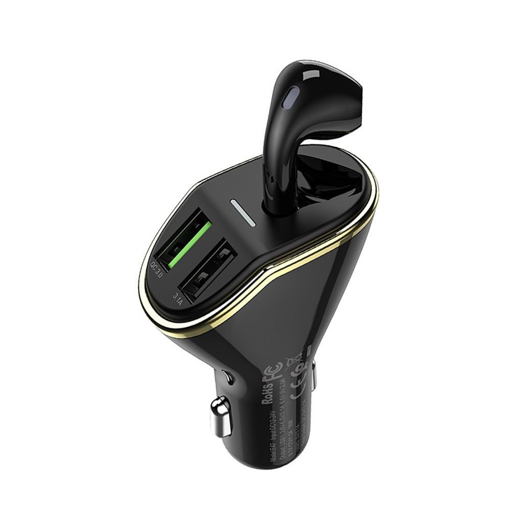 Автомобильное зарядное устройство с гарнитурой Hoco E47 Traveller wireless headset car charger Black Автомобильное зарядное устройство с гарнитурой Hoco E47 Traveller wireless headset car charger Black