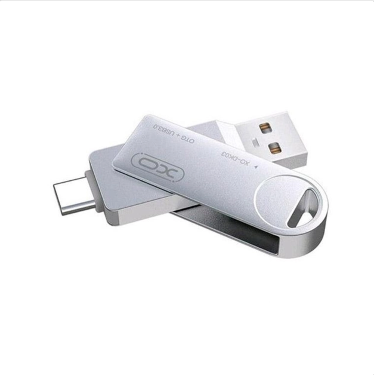 Флешка высокоскоростная USB 3,0 Type-C XO DK 03 с поддержкой OTG 2в1 Silver (10482235) - фото 2