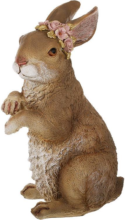 Декоративная статуэтка Кролик с розовыми цветами 31 см Декоративная статуэтка Кролик с розовыми цветами 31 см