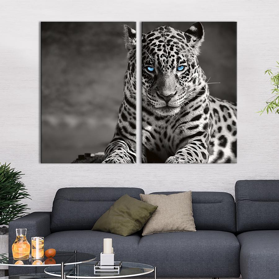 Модульная картина на холсте Диптих Голубоглазый ягуар 71x51 см (177-2)
