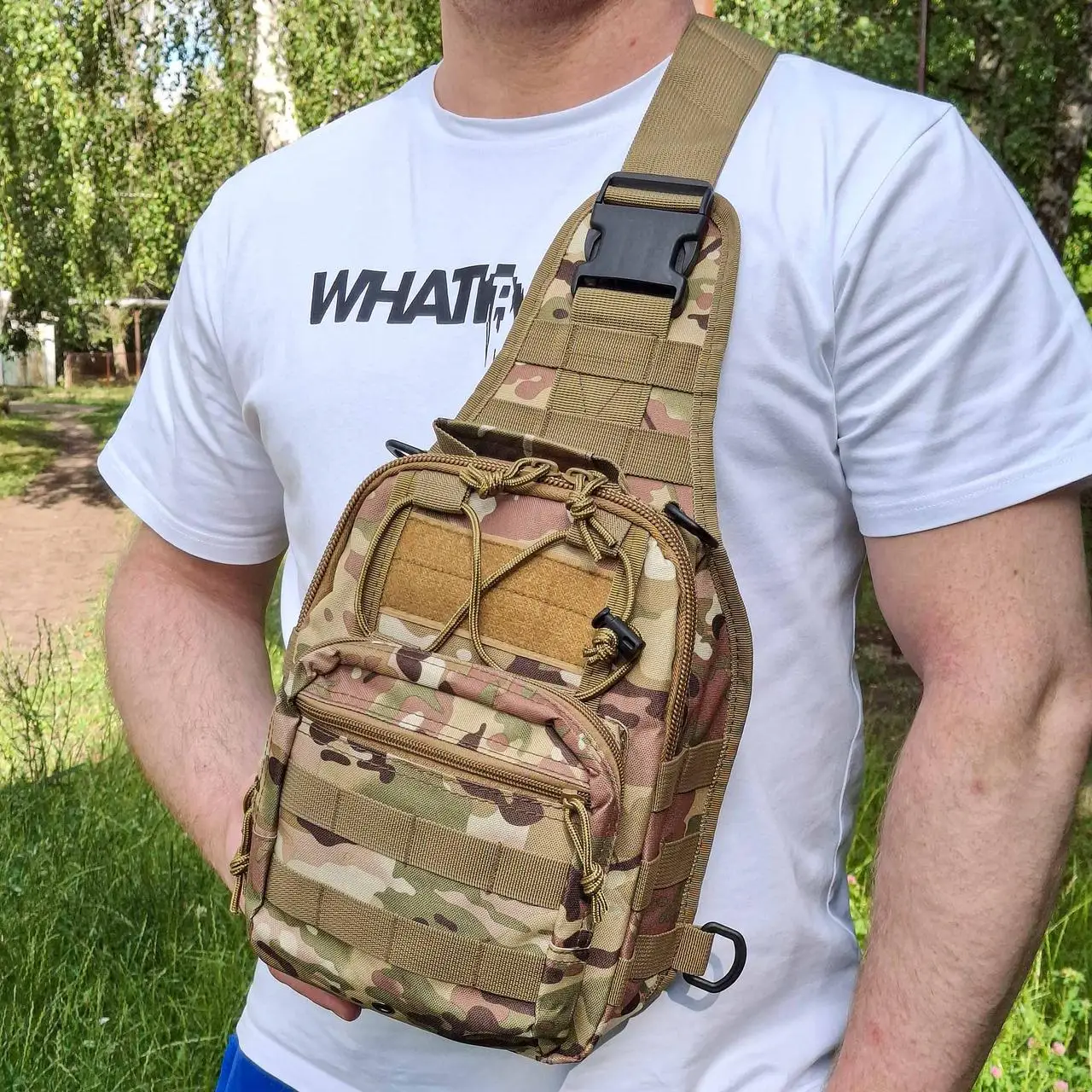 Рюкзак тактический однолямочный Tactical с системой MOLLE 5 л Мультикам (095 multicam) - фото 1 Рюкзак тактический однолямочный Tactical с системой MOLLE 5 л Мультикам (095 multicam) - фото 1