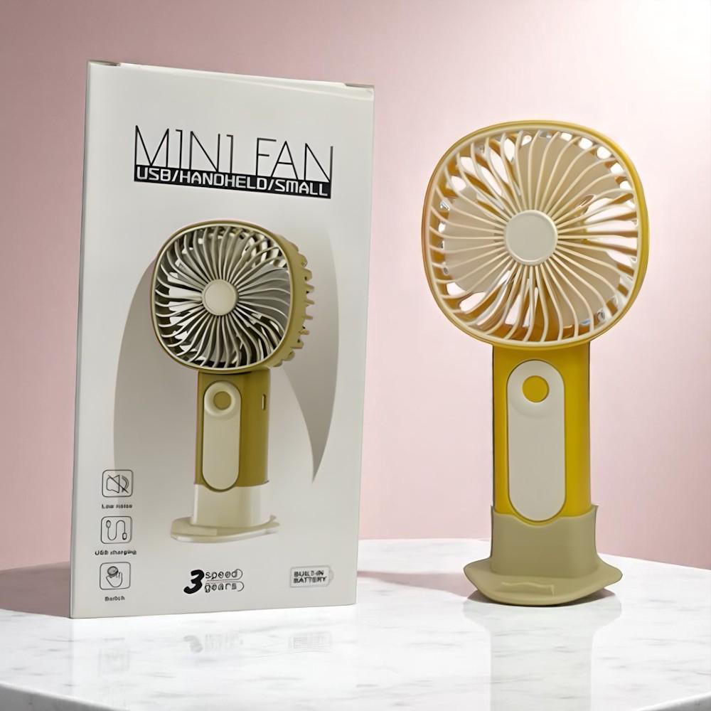 Портативный вентилятор на аккумуляторе с USB 3 режима Желтый Портативный вентилятор на аккумуляторе с USB 3 режима Желтый