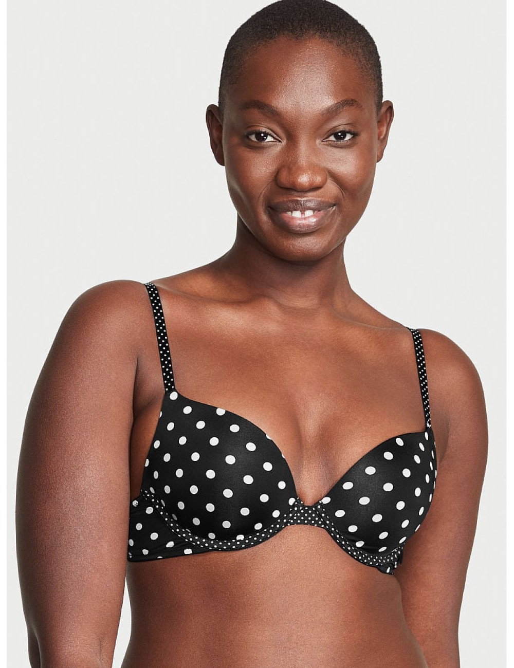 Бюстгальтер з пуш ап Victoria's Secret Sexy Tee Push-Up Bra 75D Чорний в горошок (20242995)