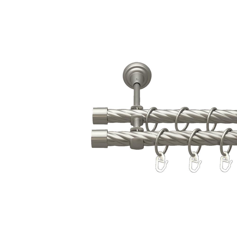 Карниз металлический Orvit Заглушка двухрядная открытая/скрученная труба/кольцо металлическое Сатин 19/19 мм 200 см (00-00023203)