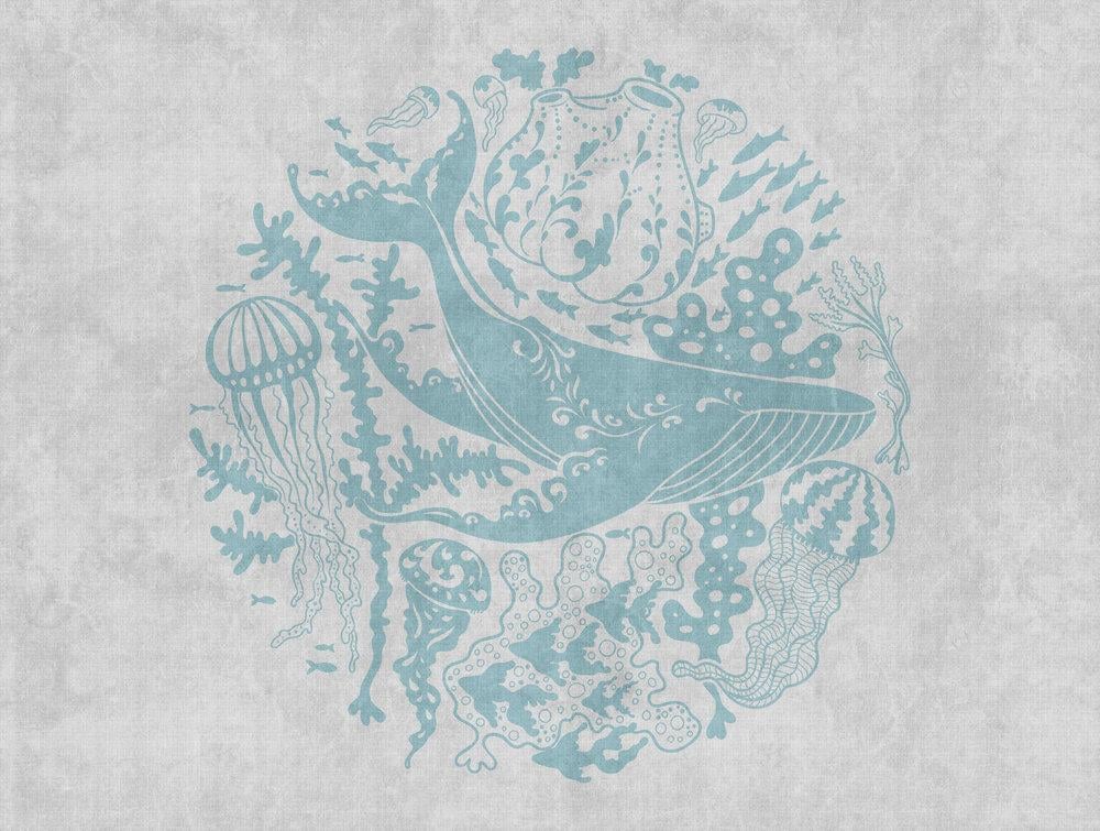 Шпалери панно AS Creation The Wall 38306-1 Підводний світ флізелінові з вініловим покриттям 371х280 см Сіро-рожевий - фото 2