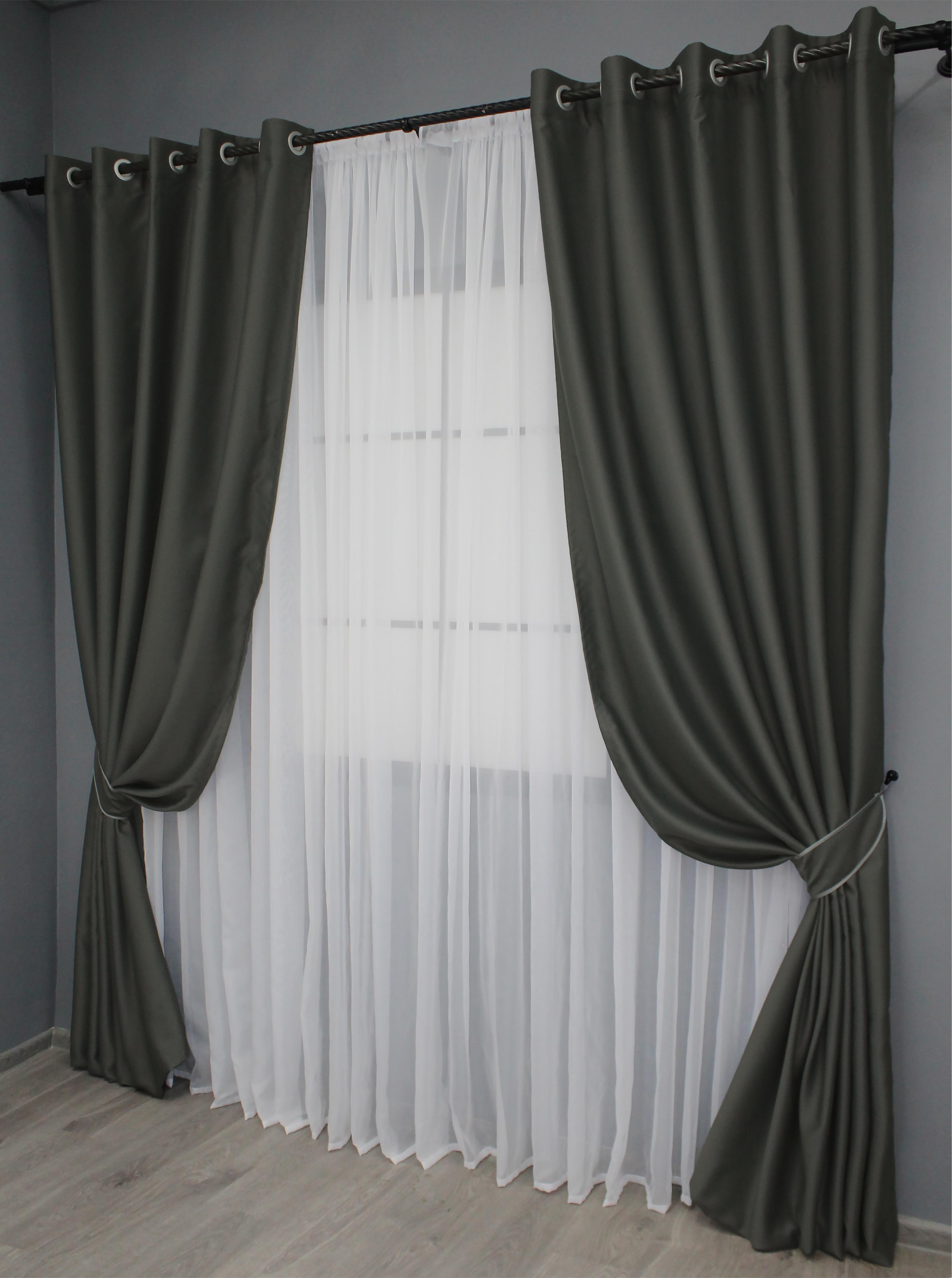 Комплект штор на люверсах VR-Textil Midnight № 1400ш 150х270 см 2 шт. Темно-сірий (37-0140) - фото 2 Комплект штор на люверсах VR-Textil Midnight № 1400ш 150х270 см 2 шт. Темно-сірий (37-0140) - фото 2