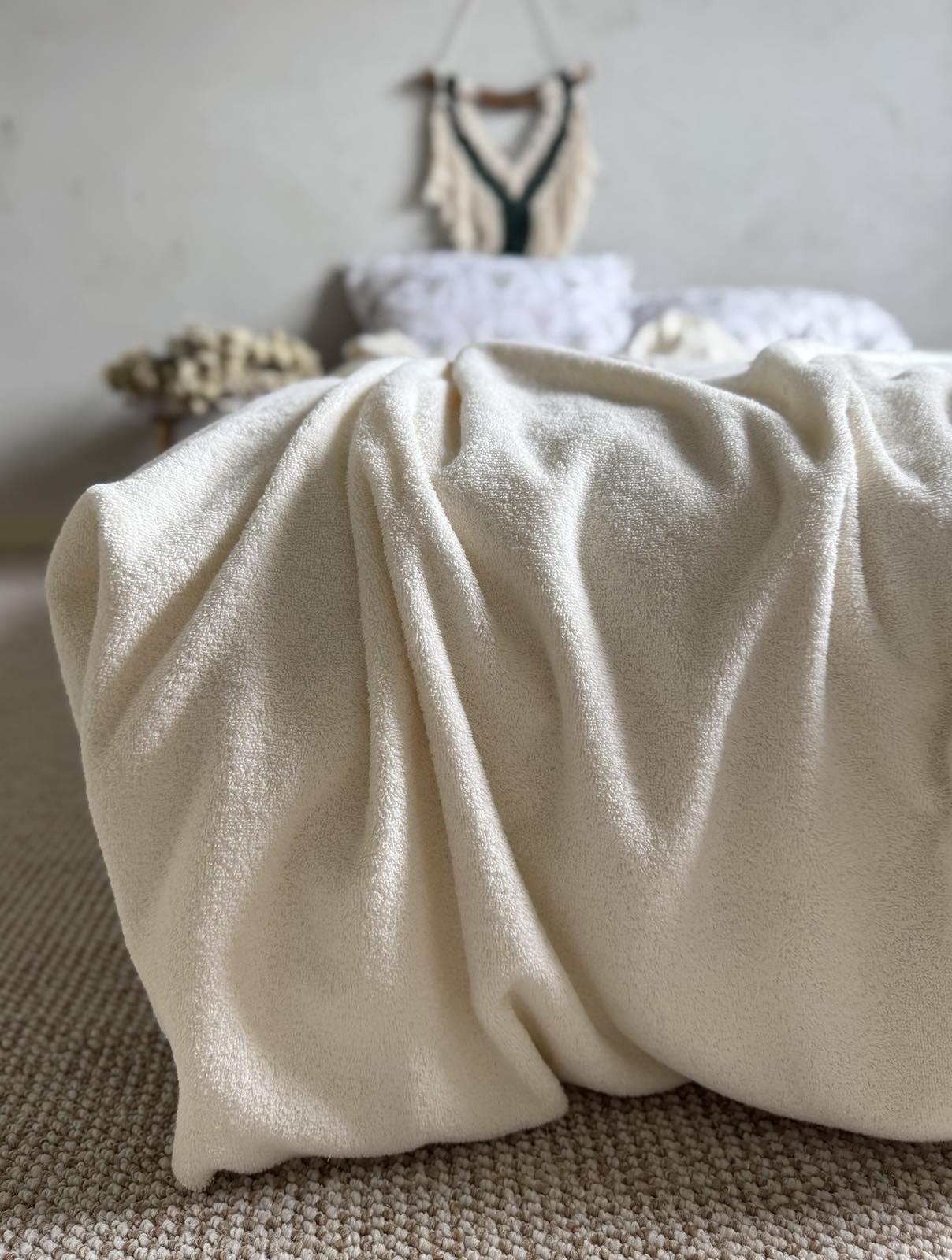 Простынь-покрывало махровое ZEINTEX MADEIRA хлопковое 150х220 см Молочный (26982210) - фото 3