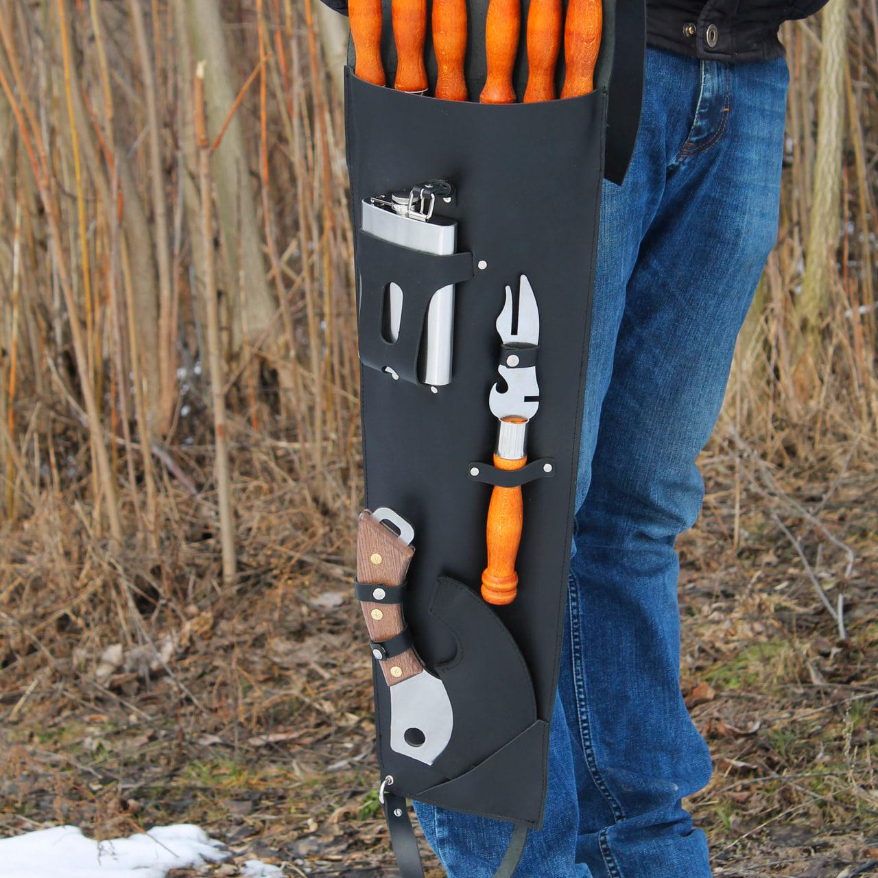 Набор шампуров SHOP-PAN для гриля в кожаном чехле Черный (9615112) - фото 2