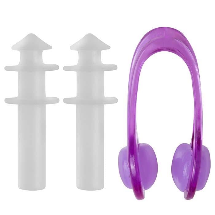 Силиконовые беруши и зажим-клипса для носа Dolvor для плавания Фиолетовый (AC-3)