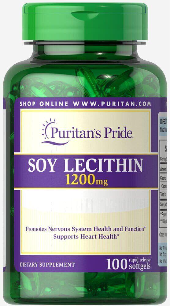 Лецитин соєвий Puritan's Pride Soy Lecitine 1200 mg 100 softgels