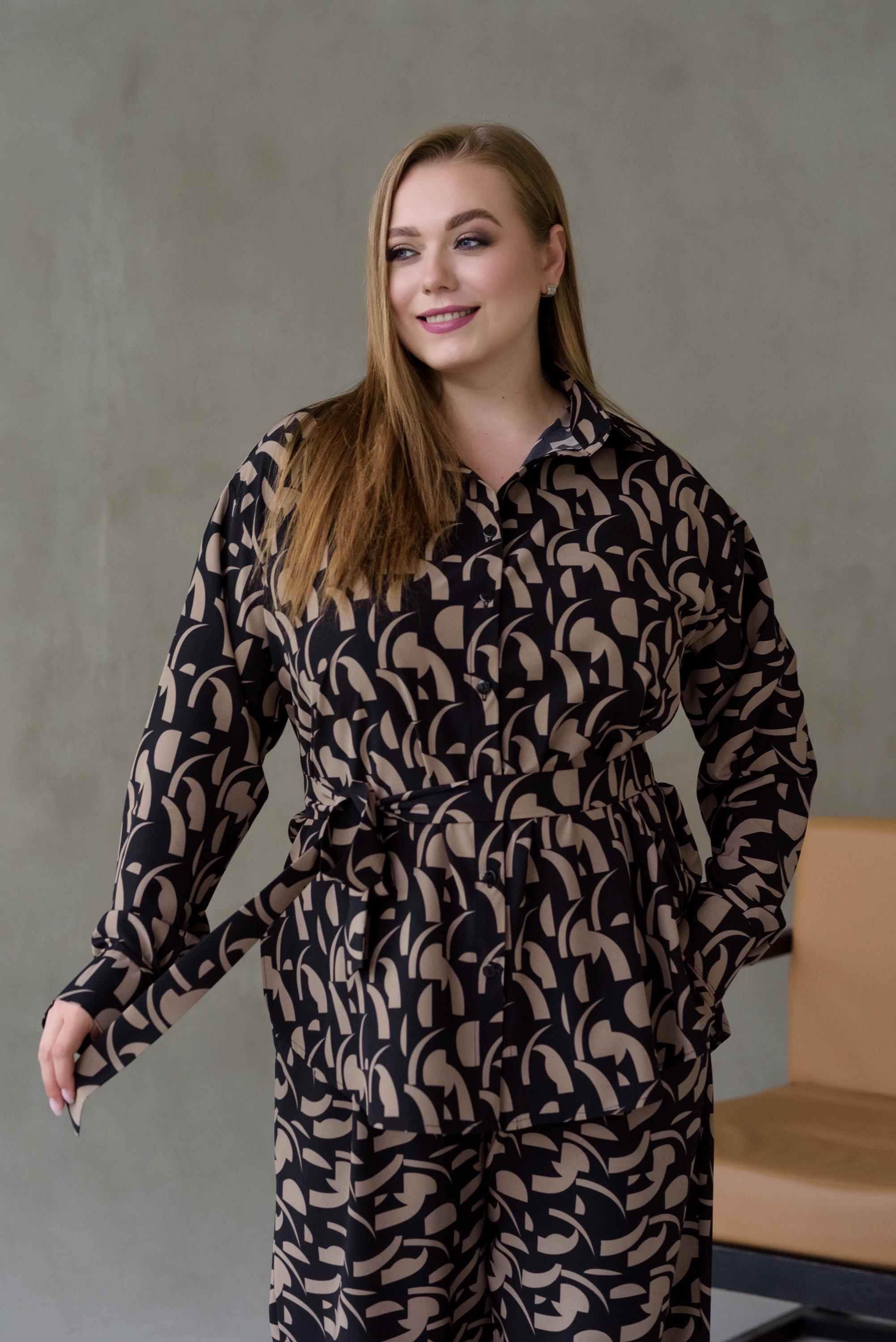 Костюм штапельный женский Риона р. 64 Коричневый - фото 4 Костюм штапельный женский Риона р. 64 Коричневый - фото 4