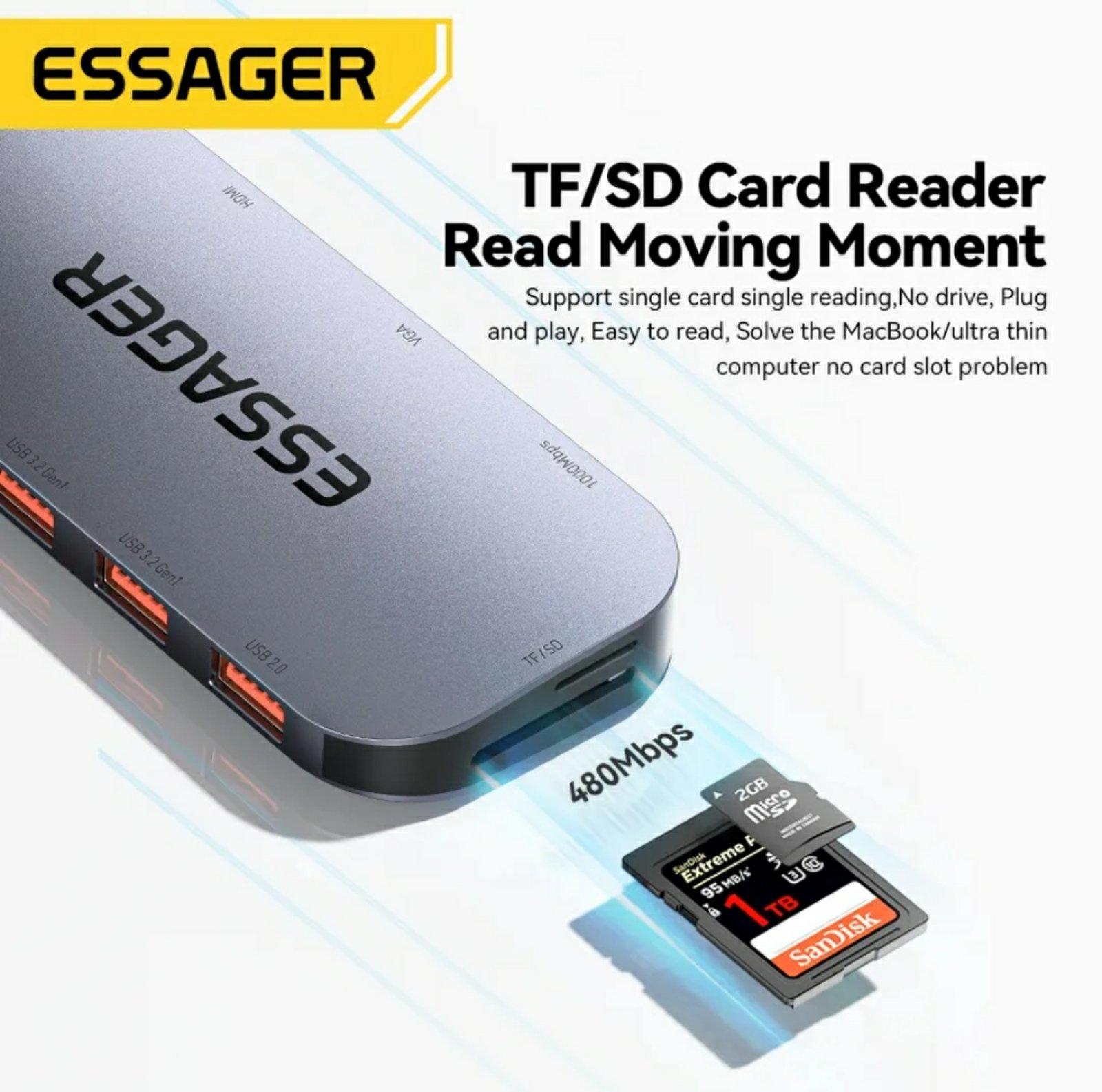 Хаб-USB Essager 11в1 Type-C (230000) - фото 8