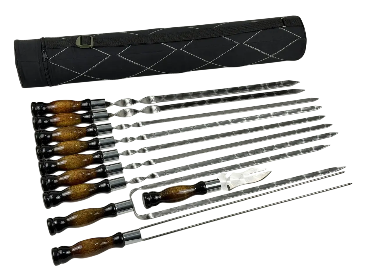 Набор шампуров GrillMaster Премиум NB-2293 нержавеющая сталь 3 мм с деревянной ручкой 11 пр. (10-164-NB-2293)