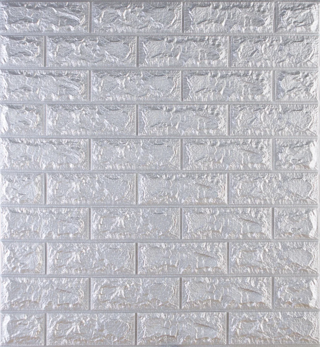 Самоклеюча 3D панель Sticker Wall декоративна під цеглу 700х770х7 мм Сріблястий