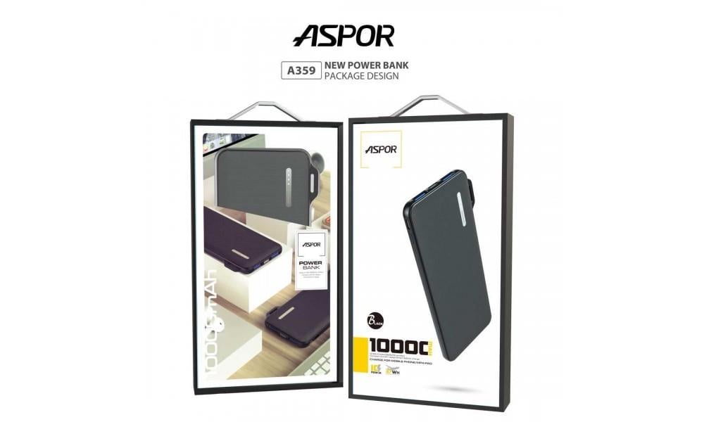 Внешний аккумулятор Aspor A359 10000 mAh Black (1154645333) - фото 2