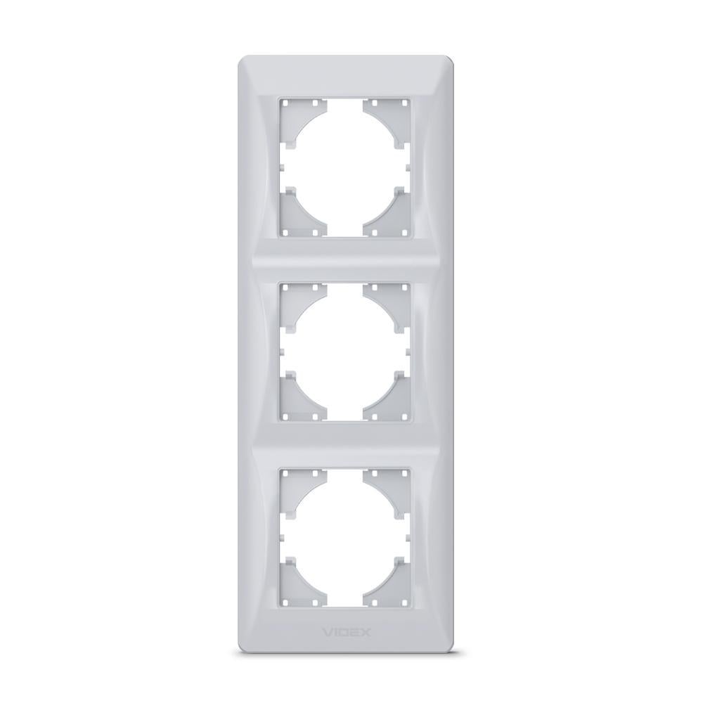 Рамка для розеток Vіdех Bіnеrа 3 місця вертикальна Срібний (22551049)