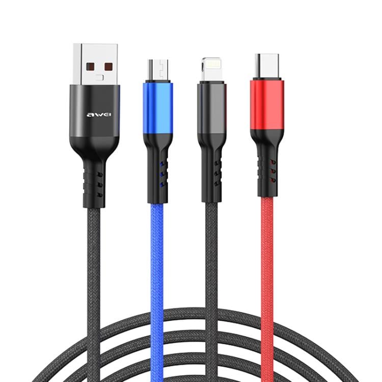 Кабель Awei CL 971 USB для Type-C/Lightning/MicroUSB 2,4A (18253293)