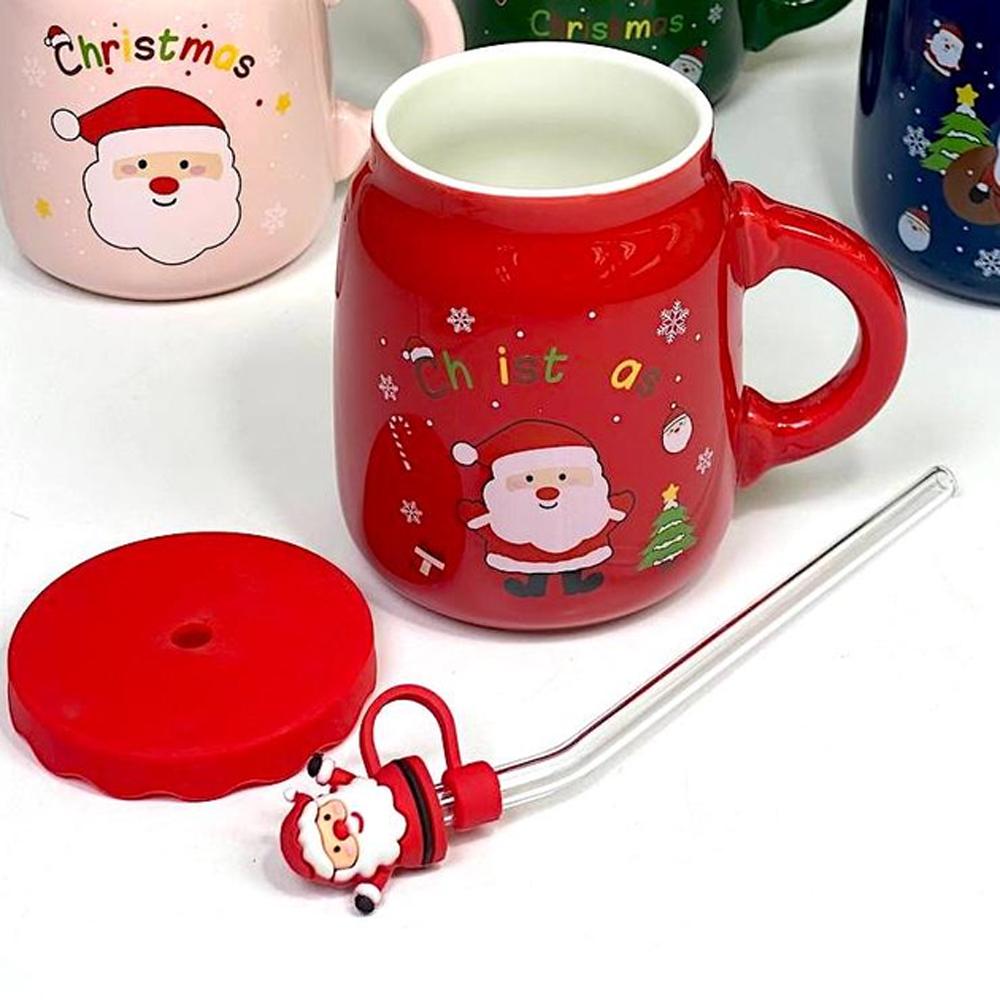 Чашка с крышкой и трубочкой Санта керамика 460 мл Красный (21-чер-102-1082) - фото 2 Чашка с крышкой и трубочкой Санта керамика 460 мл Красный (21-чер-102-1082) - фото 2