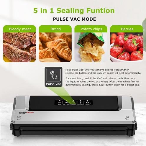 Вакуумний пакувальник 4 режими/шланг для вакуумування контейнерів/пакети 5 шт. Сріблястий - фото 5 Вакуумний пакувальник 4 режими/шланг для вакуумування контейнерів/пакети 5 шт. Сріблястий - фото 5