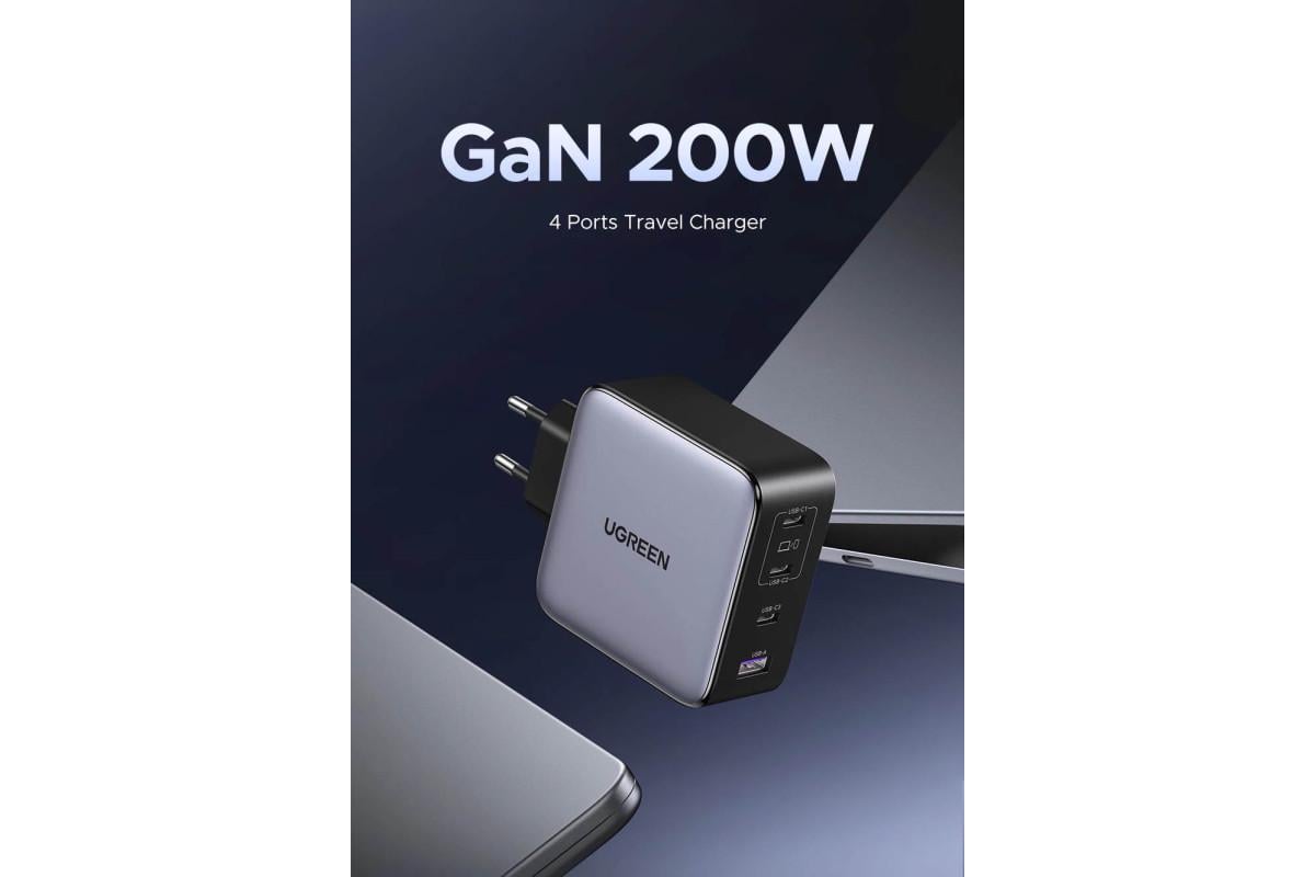 Зарядное устройство UGREEN X764 Nexode 200W GaN Fast Charger 4in1 Grey (35539) - фото 7 Зарядное устройство UGREEN X764 Nexode 200W GaN Fast Charger 4in1 Grey (35539) - фото 7