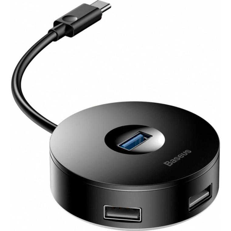 Хаб Baseus Round Box 4-Port USB-C 0,1 м Black (CAHUB-G01) - фото 2