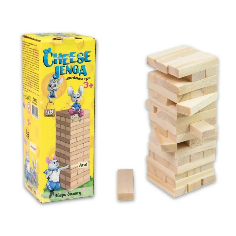 Настільна гра "Cheese Jenga" 30718 48 брусків українською мовою Настільна гра "Cheese Jenga" 30718 48 брусків українською мовою