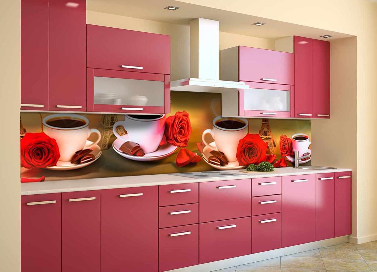 Кухонный фартук Страстный Париж из самоклеющейся виниловой пленки 65х250 см Бежевый