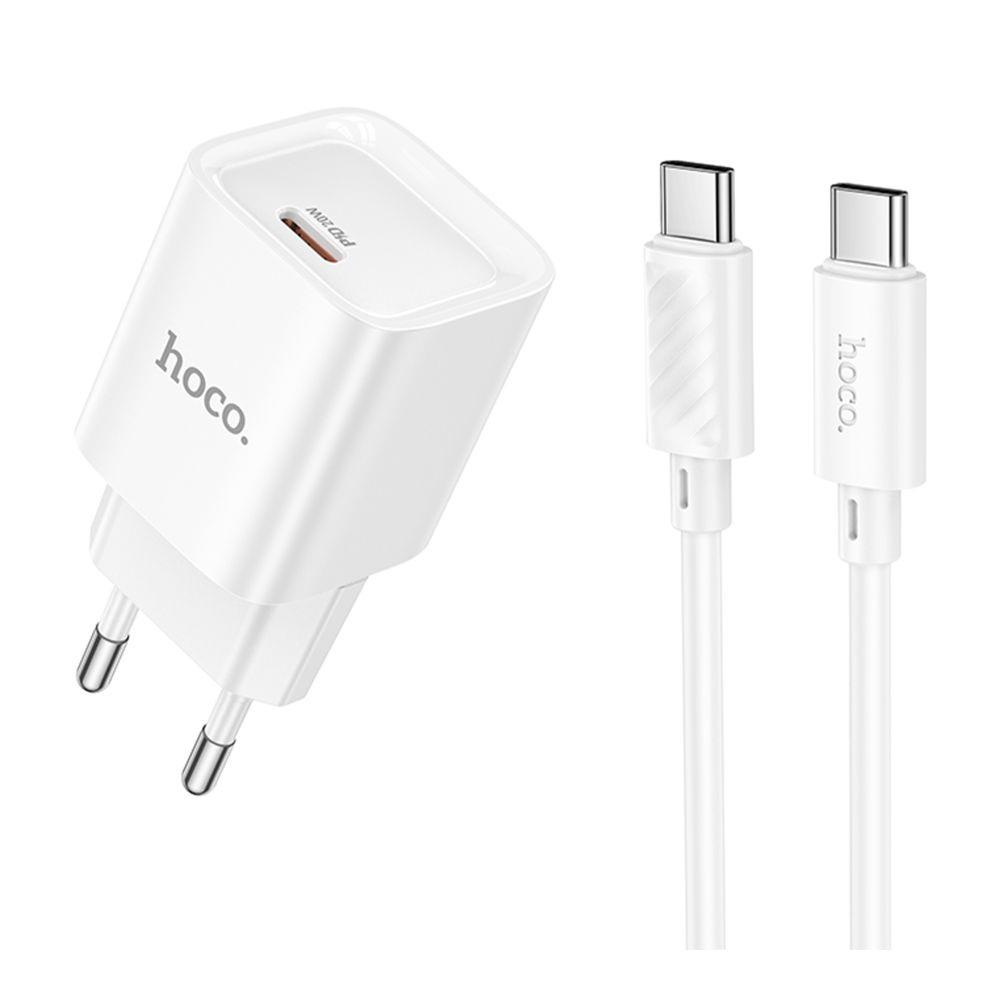 Зарядное устройство сетевое Hoco C146A 1USB-C PD/QC 20W+Type-C to Type-C Белый Зарядное устройство сетевое Hoco C146A 1USB-C PD/QC 20W+Type-C to Type-C Белый