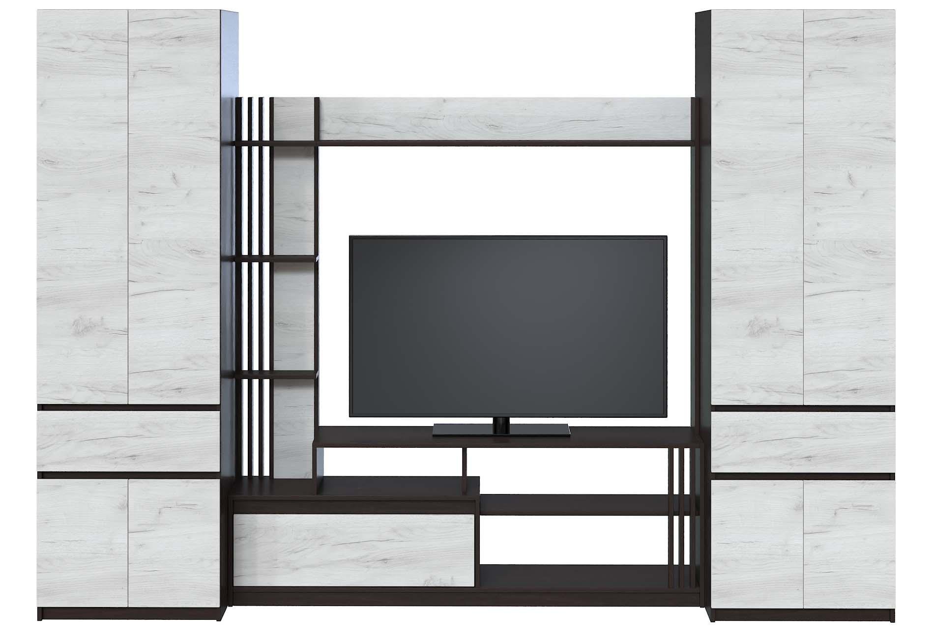 Стенка в гостиную Мастер Форм Брайт 2900х520х2000 мм Венге магия/Дуб крафт белый (32817)