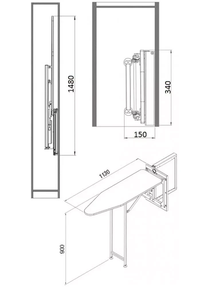 Прасувальна дошка для гардеробу Starax розкладна 160 мм Сірий (S-6611-G) - фото 3 Прасувальна дошка для гардеробу Starax розкладна 160 мм Сірий (S-6611-G) - фото 3