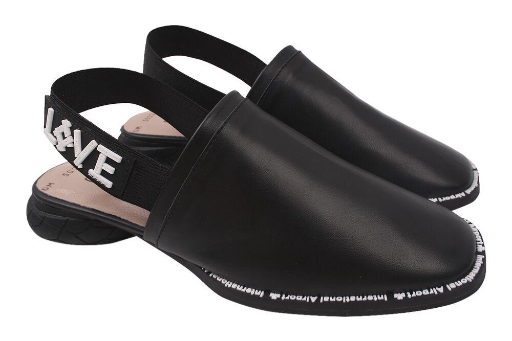 Туфли женские Sattini из кожи с открытой пятой на низком ходу р. 40 Черный (143-20LTC)