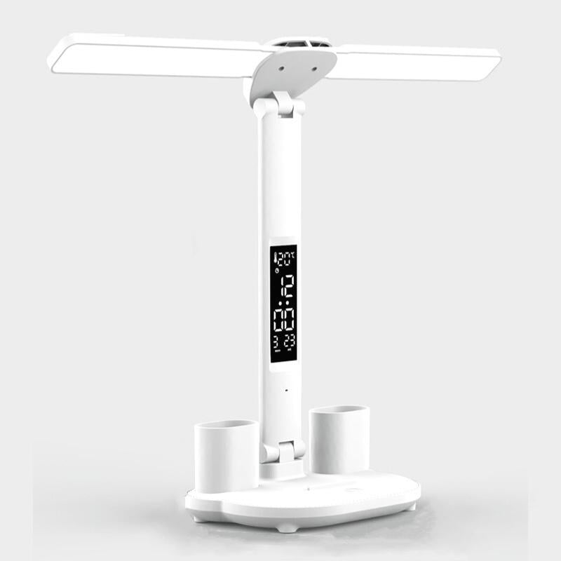 Настольная лампа с аккумулятором 40 LED с часами и термометром Белый (00014)