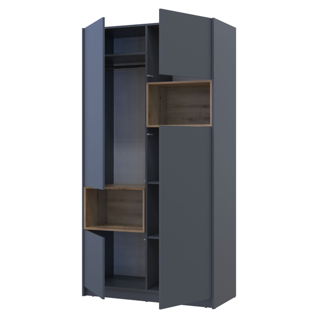 Шафа для одягу Doros Дейл з нішею 115,2х52х220 см Графіт/Дуб евок (26500298)